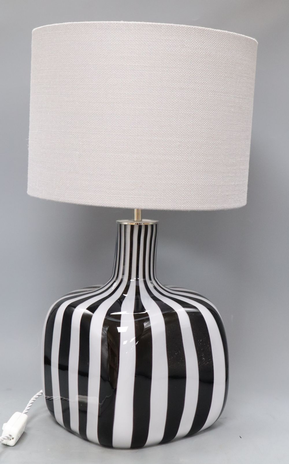 A Porto Romana striped glass table lamp, overall height 53cm